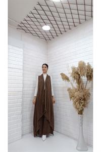 Kadın Etekleri ve Boyunu İp Detaylı Yelek