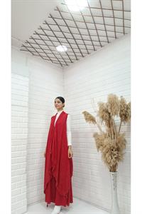 Kadın Etekleri ve Boyunu İp Detaylı Yelek