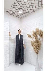 Kadın Etekleri ve Boyunu İp Detaylı Yelek