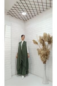 Kadın Etekleri ve Boyunu İp Detaylı Yelek