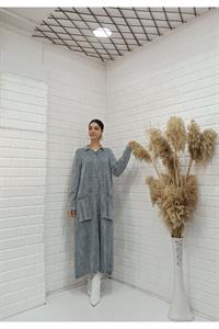 Kadın Hakim Yaka Önü Düğmeli Cepli Ceket Hırka