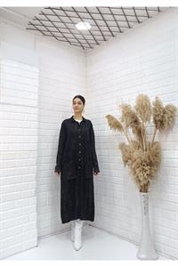 Kadın Hakim Yaka Önü Düğmeli Cepli Ceket Hırka