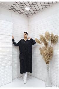 Kadın Hakim Yaka Önü Düğmeli Cepli Ceket Hırka