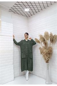 Kadın Hakim Yaka Önü Düğmeli Cepli Ceket Hırka