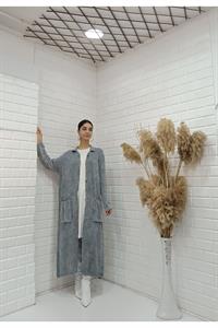 Kadın Hakim Yaka Önü Düğmeli Cepli Ceket Hırka