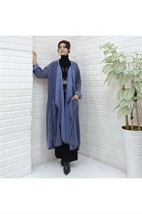 Kadın Kapüşonlu Asimetrik Kesim Cepli Kap Ceket