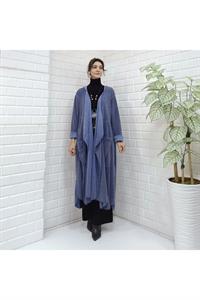 Kadın Kapüşonlu Asimetrik Kesim Cepli Kap Ceket