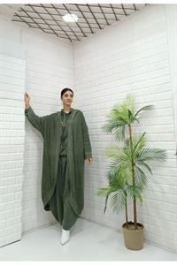 Kadın Kapüşonlu Fileli Hırka