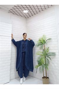 Kadın Kapüşonlu Fileli Hırka