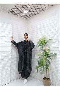 Kadın Kapüşonlu Fileli Hırka