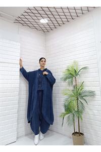 Kadın Kapüşonlu Fileli Hırka