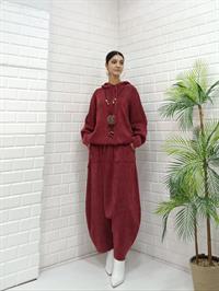 Kadın Kapüşonlu Şalvar Takım bordo