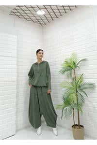 Kadın Kapüşonlu Şalvar Takım