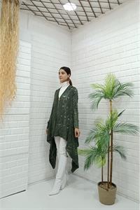 Kadın Tek Düğmeli Asimetrik Kesim Dantelli Hırka