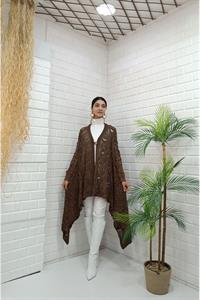 Kadın Tek Düğmeli Asimetrik Kesim Dantelli Hırka