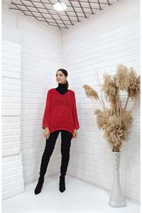 Kadın Ve Yaka Kapüşonlu Önü Tek Cepli Bluz