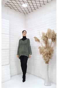 Kadın Ve Yaka Kapüşonlu Önü Tek Cepli Bluz