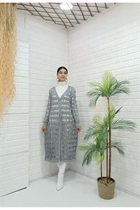 Kadın Ve Yaka Önü Düğmeli File Hırka