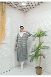 Kadın Ve Yaka Önü Düğmeli File Hırka