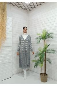 Kadın Ve Yaka Önü Düğmeli File Hırka