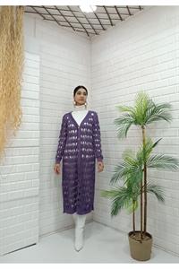 Kadın Ve Yaka Önü Düğmeli File Hırka