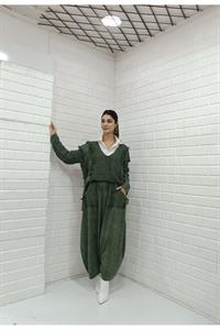 Kadın Ve Yaka Püskül Detaylı Şalvar Takım