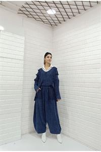 Kadın Ve Yaka Püskül Detaylı Şalvar Takım