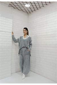 Kadın Ve Yaka Püskül Detaylı Şalvar Takım