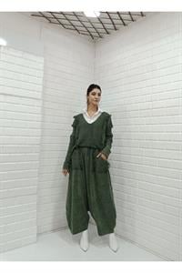 Kadın Ve Yaka Püskül Detaylı Şalvar Takım