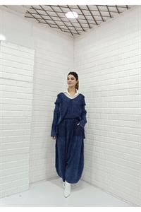 Kadın Ve Yaka Püskül Detaylı Şalvar Takım