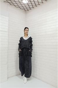 Kadın Ve Yaka Püskül Detaylı Şalvar Takım