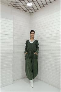 Kadın Ve Yaka Püskül Detaylı Şalvar Takım