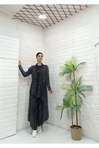 Kadın Yakaları Dantel Detaylı Beli Kuşaklı Hırka