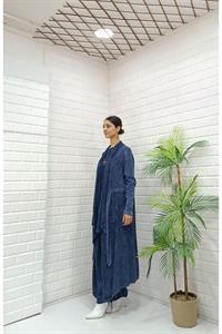 Kadın Yakaları Dantel Detaylı Beli Kuşaklı Hırka