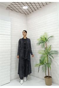 Kadın Yakaları Dantel Detaylı Beli Kuşaklı Hırka