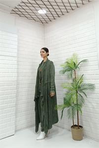 Kadın Yakaları Dantel Detaylı Beli Kuşaklı Hırka