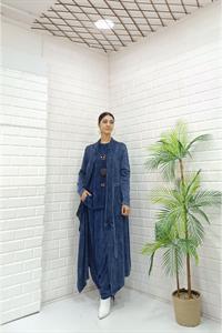 Kadın Yakaları Dantel Detaylı Beli Kuşaklı Hırka