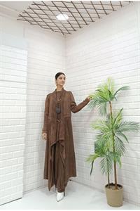 Kadın Yakaları Dantel Detaylı Beli Kuşaklı Hırka