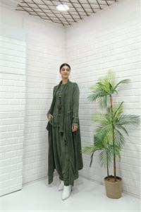 Kadın Yakaları Dantel Detaylı Beli Kuşaklı Hırka