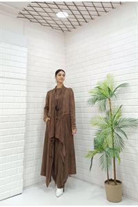 Kadın Yakaları Dantel Detaylı Beli Kuşaklı Hırka