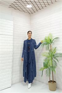 Kadın Yakaları Dantel Detaylı Beli Kuşaklı Hırka