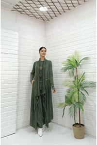 Kadın Yakaları Dantel Detaylı Beli Kuşaklı Hırka