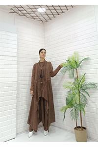 Kadın Yakaları Dantel Detaylı Beli Kuşaklı Hırka