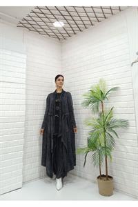 Kadın Yakaları Dantel Detaylı Beli Kuşaklı Hırka