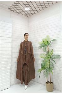 Kadın Yakaları Dantel Detaylı Beli Kuşaklı Hırka