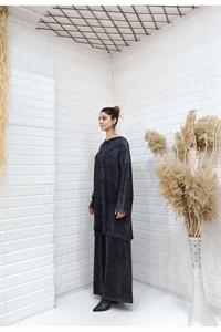 Kapşonlu Cep Detaylı Püsküllü Salaş Tunik