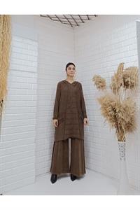 Kapşonlu Cep Detaylı Püsküllü Salaş Tunik