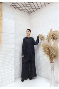 Kapşonlu Cep Detaylı Püsküllü Salaş Tunik