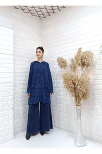 Kapşonlu Cep Detaylı Püsküllü Salaş Tunik