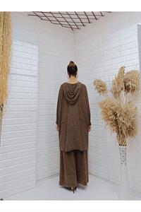 Kapşonlu Cep Detaylı Püsküllü Salaş Tunik